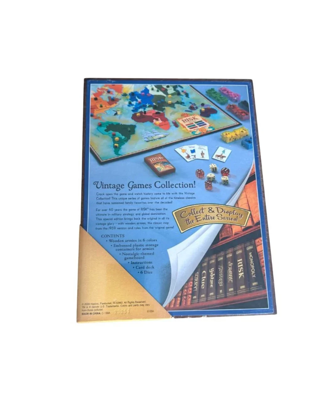 Risk Wooden Box Bookshelf Board Game Vintage Collection NEW Parker Bros Hasbro